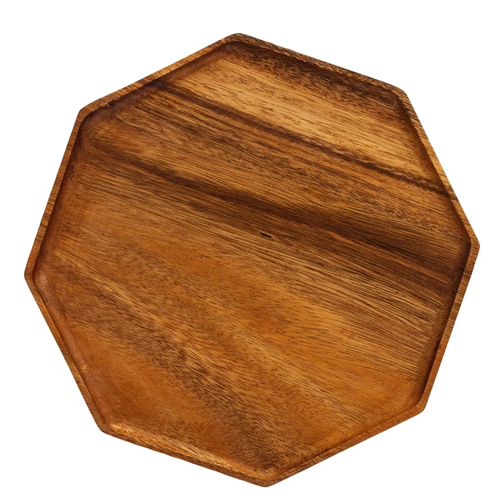 Rustic Wooden Serving Tray – Octagonal Tea Tray for Desserts, Snacks, Food Storage, Pastoral Home Decor