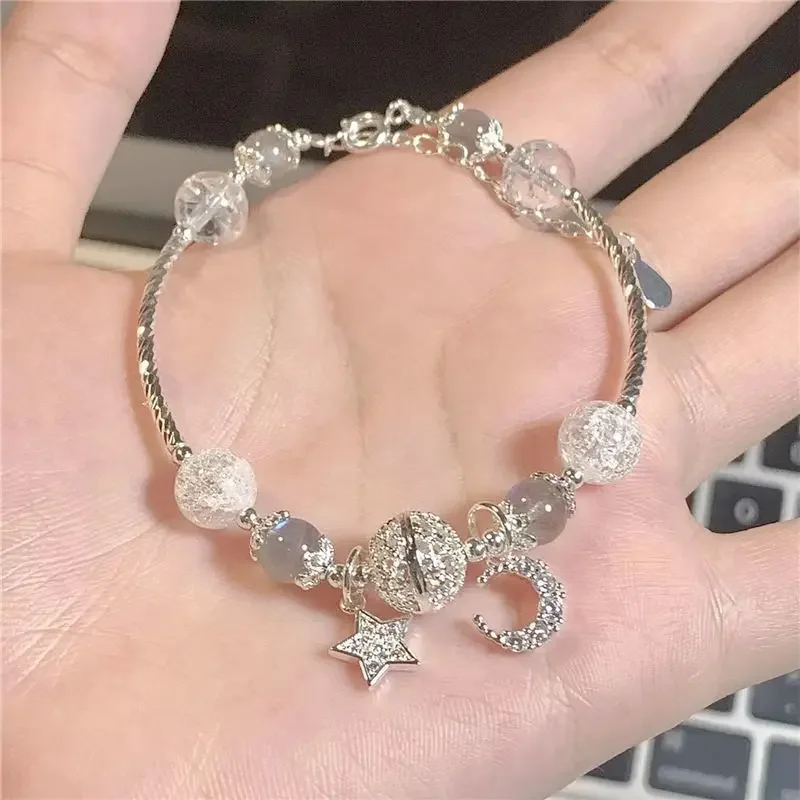 

UMQ 2024 Original New Gray Ice Star Moon Bracelet Temperament Entry Lux Beaded Bracelet Girlfriends' Gift Girlfriend