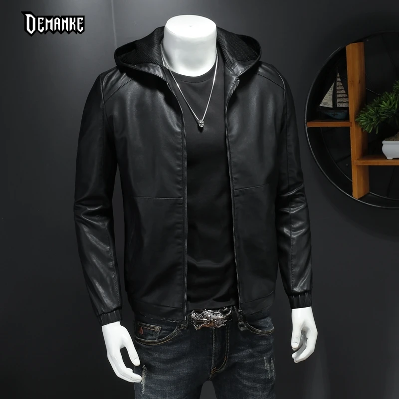 2023 Autumn Faux Leather Jacket Motorcycle Hoody Black Men Jaqueta De Couro Masculina Outwear Male PU Coats 5XL