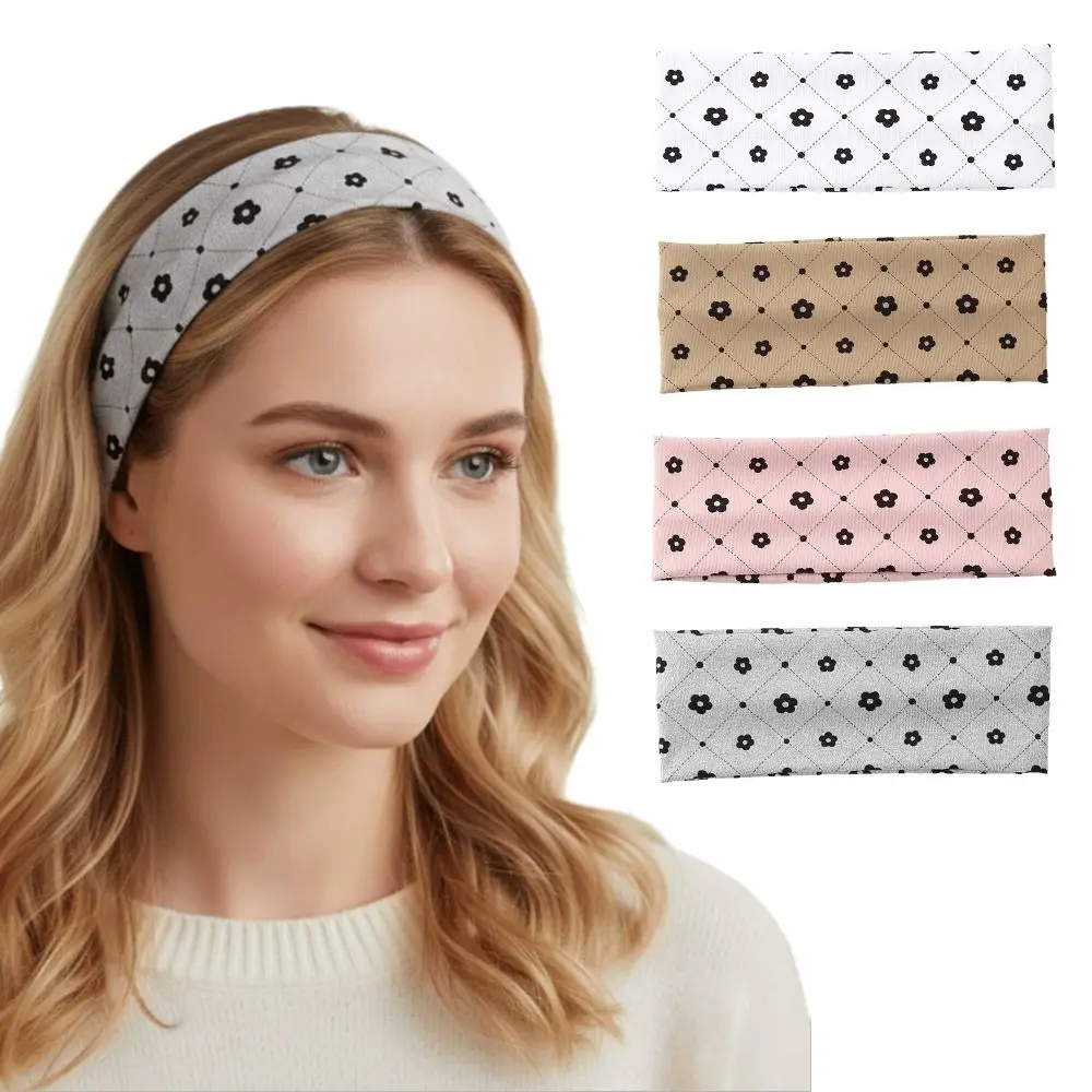 Fashion Floral Printed Yoga Headband Elastic Hair Accessories Sport Hairband Sweat-absorbent Makeup Headband Sports