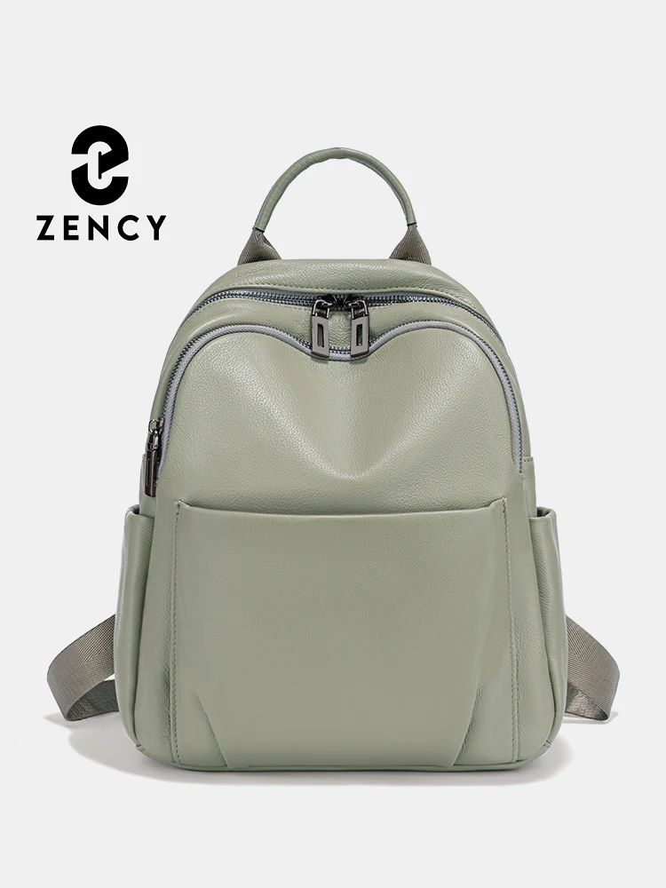 Zency Soft Genuine Leather Women Backpack Stylish Travel Rucksack School Bag Many Pockets Mochila College Bag Girls Knapsack