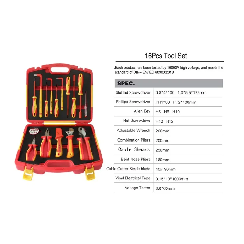 16pcs Wear-resistant Insulated Maintenance Kit, multi-functional tools for vehicle circuit disassembly and daily repair work