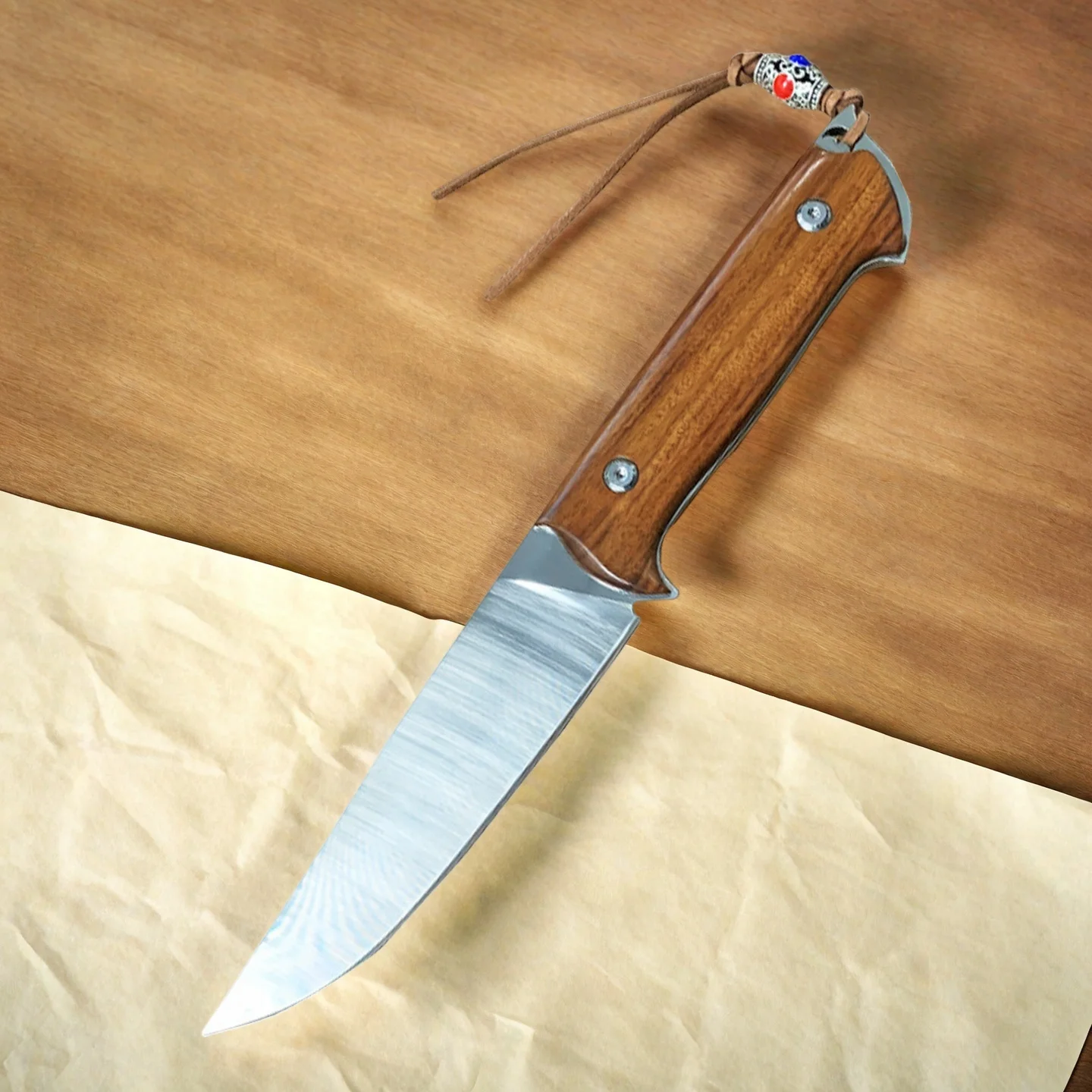 Butcher Knife Tevik Steel High Hardness One-piece Keel Steel Desert Ironwood Fruit Knife With Beautiful Sheath Kitchen Knives