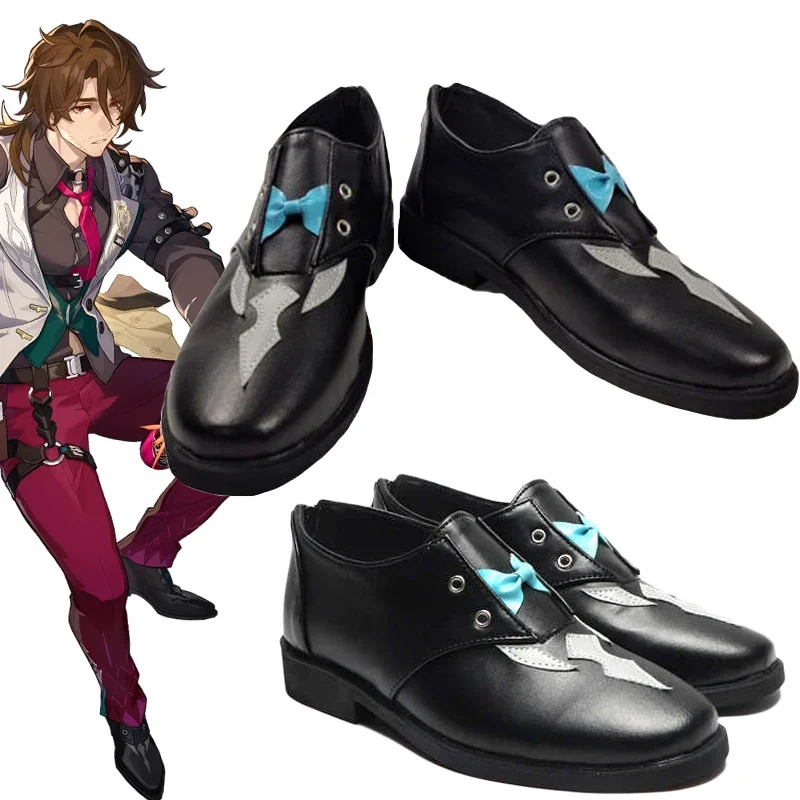 

Game Honkai: Star Rail Gallagher Cosplay Shoes Adult Men Black Leather Boot Halloween Party Costume Accessorie Prop