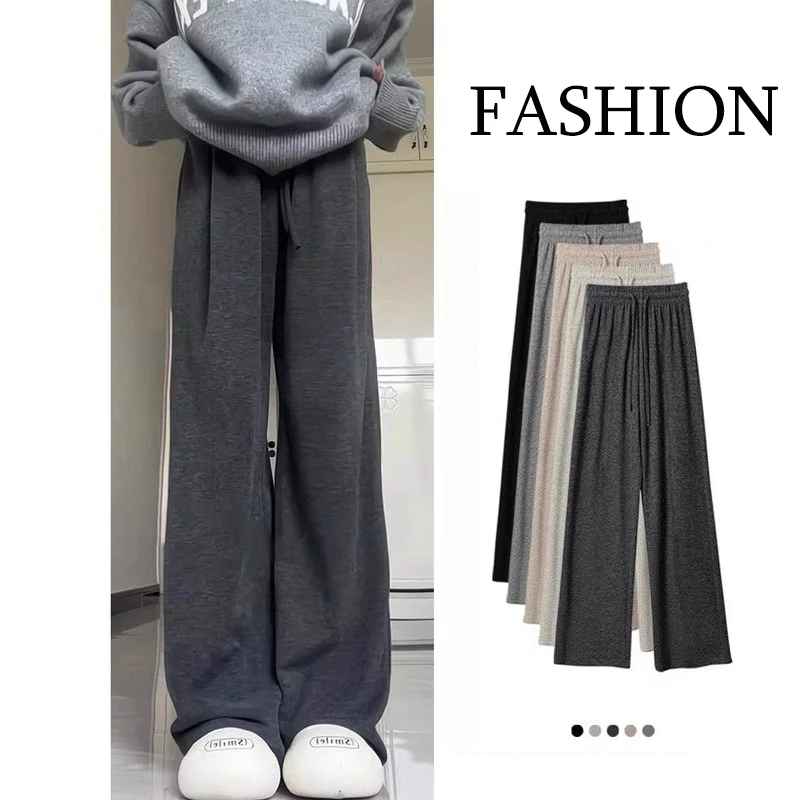 2025 frauen Mode Lässig Hohe Taille Hosen Mädchen Bequeme Gerade Bein Hosen Dame Retro Klassische Baggy Dünne Hosen