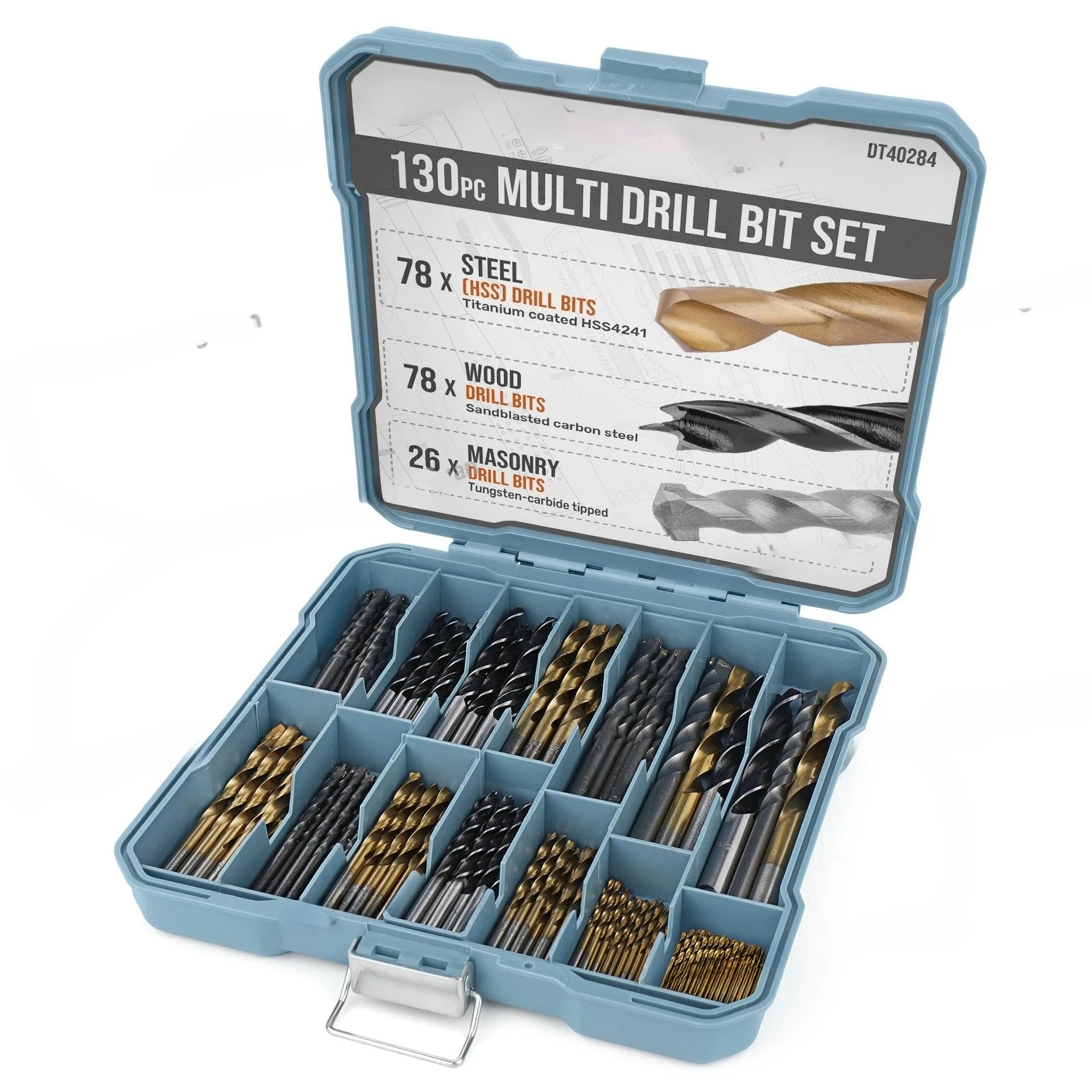 

Hi-Spec, 130 предметов, набор сверл, спиральная дрель, деревообрабатывающие плоские сверла, цементные биты, электрическое отверстие