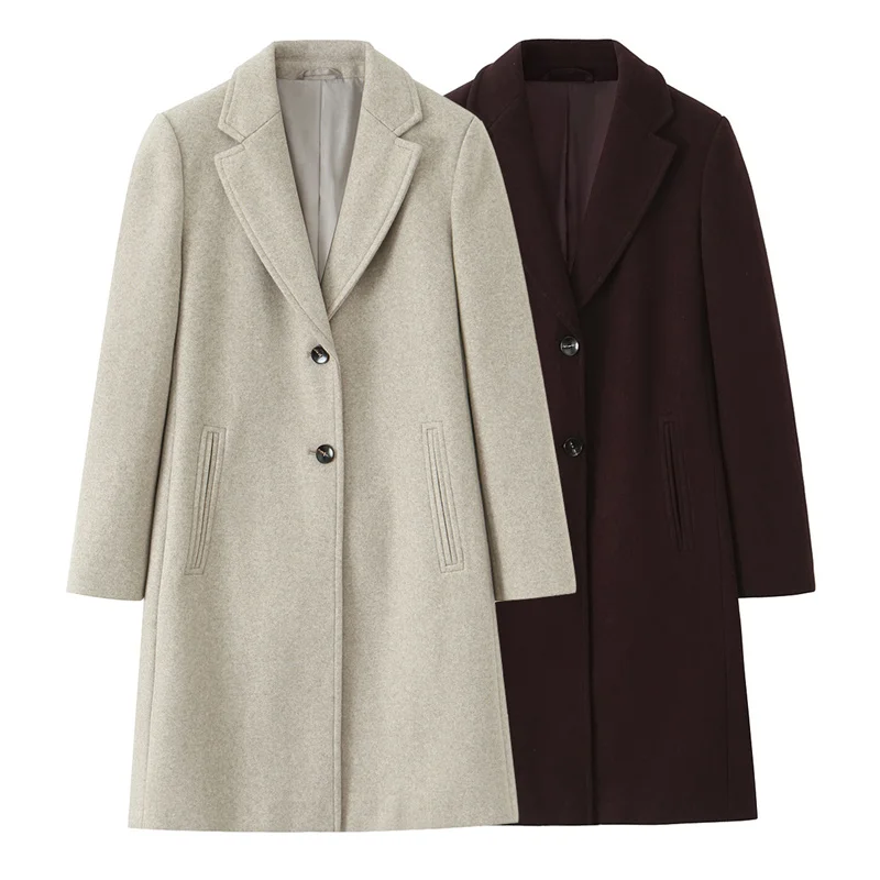 

Women's Coat New Style for Autumn 2025 Solid Color Long Sleeve Soft Jacket with Shoulder Pads Simple Cid-length casual