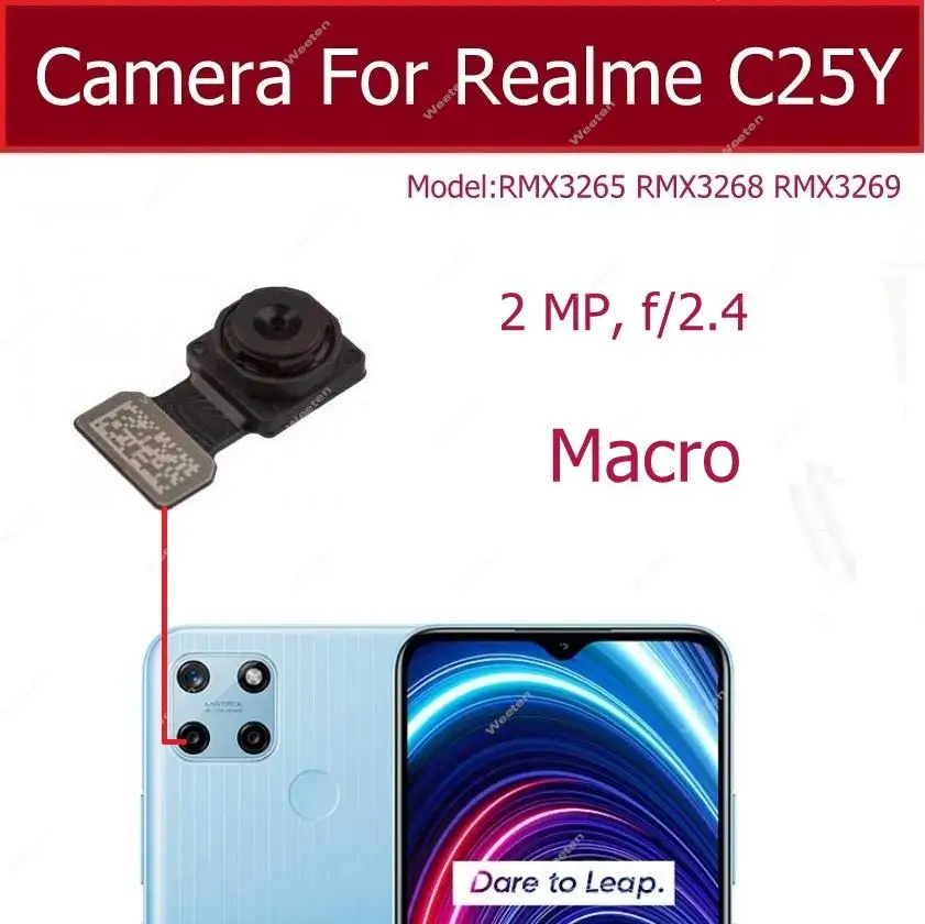 Front Back Rear Camera For Realme C35 C25 C25S C25Y Main Camera Small Selfie Camera Flex Cable Module Replacement Parts