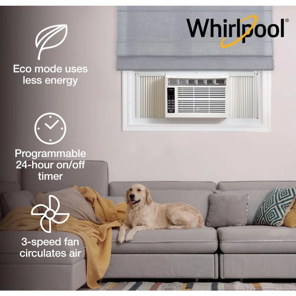 8,000 BTU Window Air Conditioner with Dehumidifier, 115V, Window AC for Rooms up to 350 Sq. Ft., Living Room