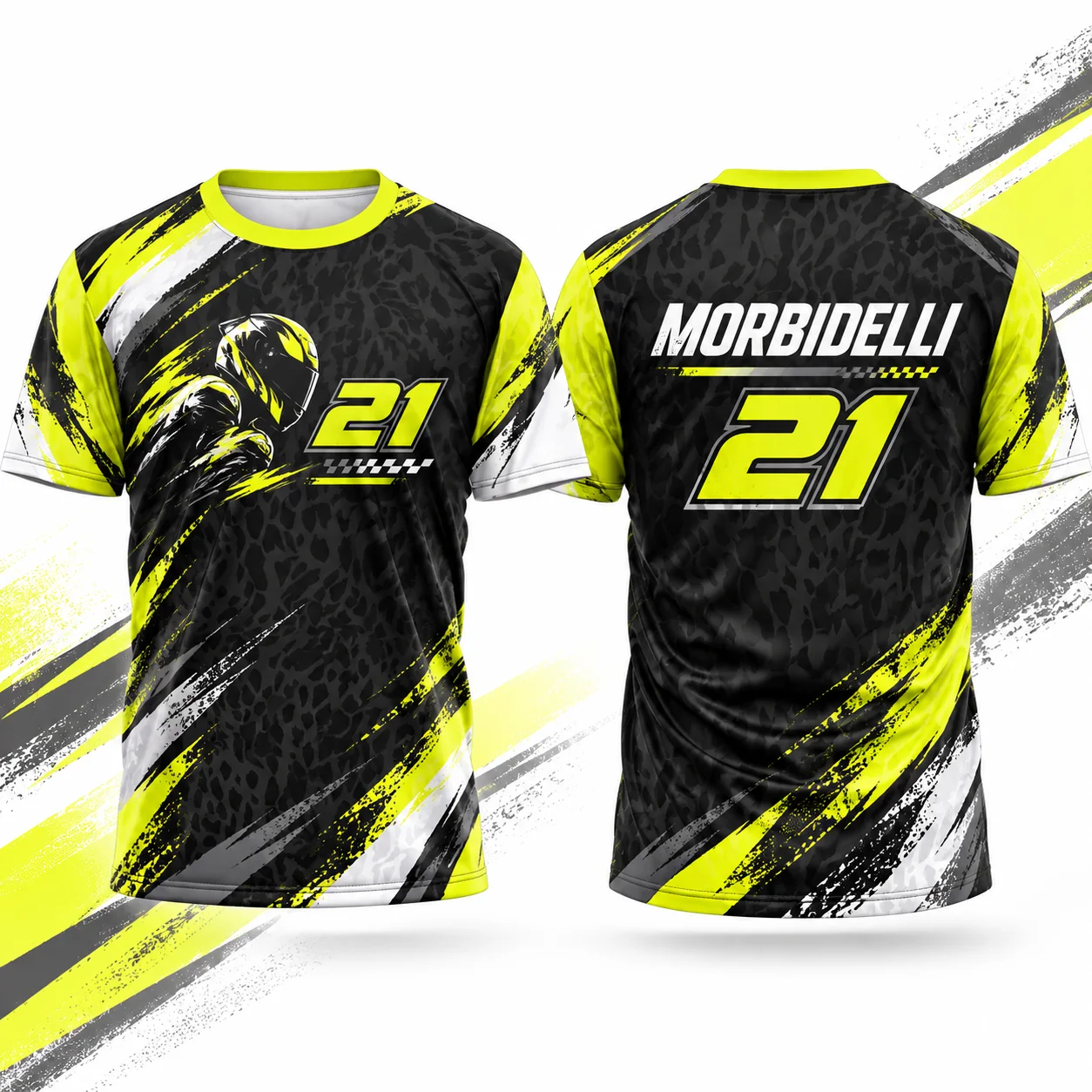Morbidelli 21 Mens Racing T Shirt Neon Yellow Black Motorcycle Graphic Tee Summer Short Sleeve Unisex Fan Merchandise Streetwear