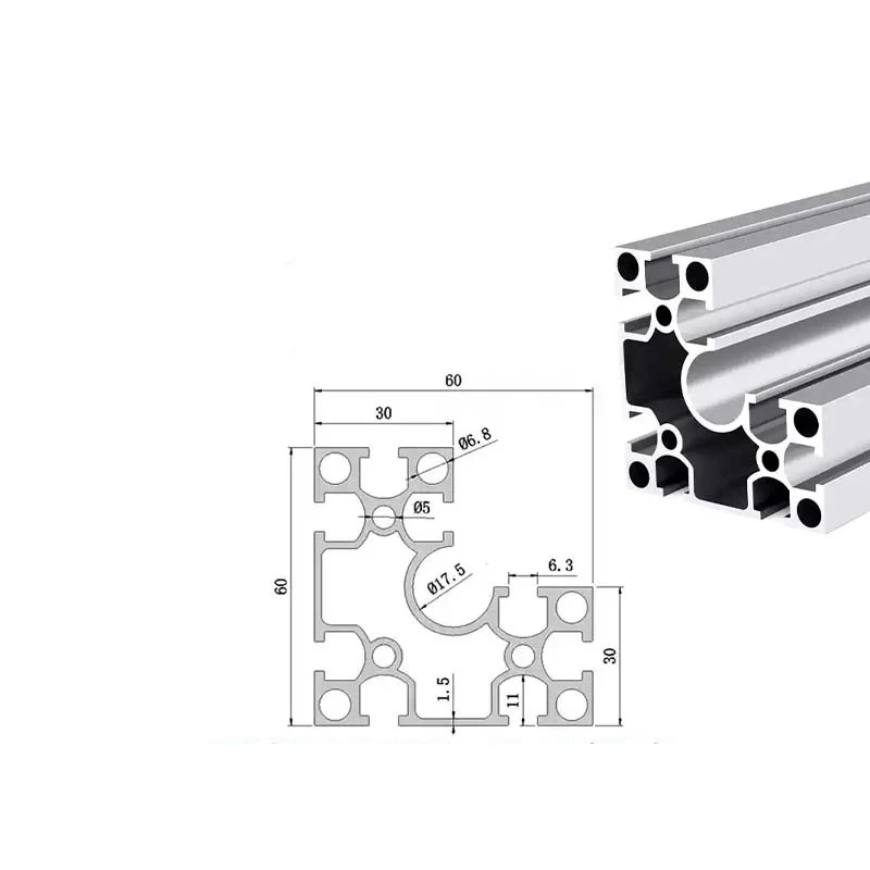 1PCS Thicken Silvery National Standard GB 6630L 6630R Aluminum Profile 3D Printer Track CNC DIY Frame 100-550mm Linear Rail