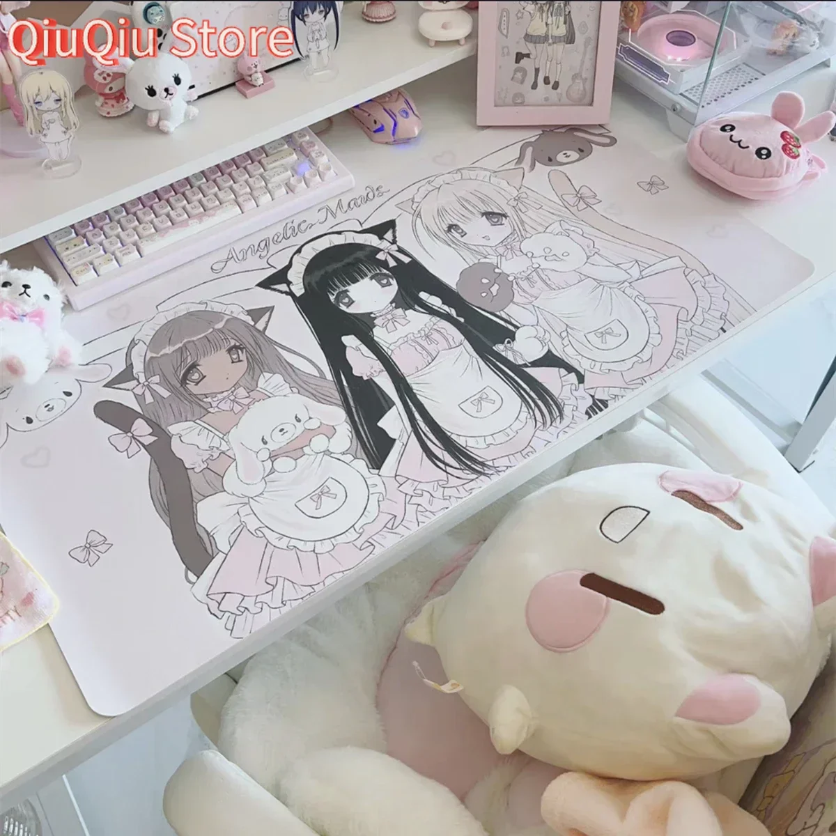 

Прекрасный мультяшный аниме-девушка, коврик для столовых приборов ручной работы, коврик для мыши, настольный коврик, милый розовый подарок, компьютерная клавиатура, нескользящий коврик для мыши