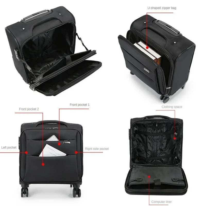 12/14/16/18/20inch boarding Universal wheel Oxford trolley Case Portable luggage High-end quality suitcase Business valise bag