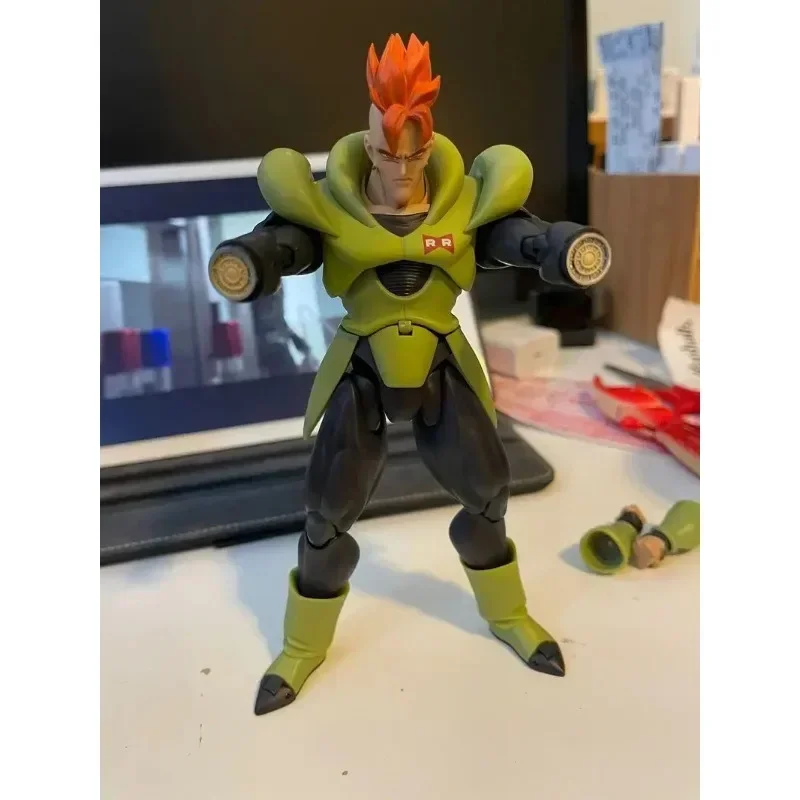 En Stock Original Bandai Dragon Ball SHF Sdcc Android 16 figura de acción de Anime montaje genuino juguete de modelos coleccionables regalo de vacaciones