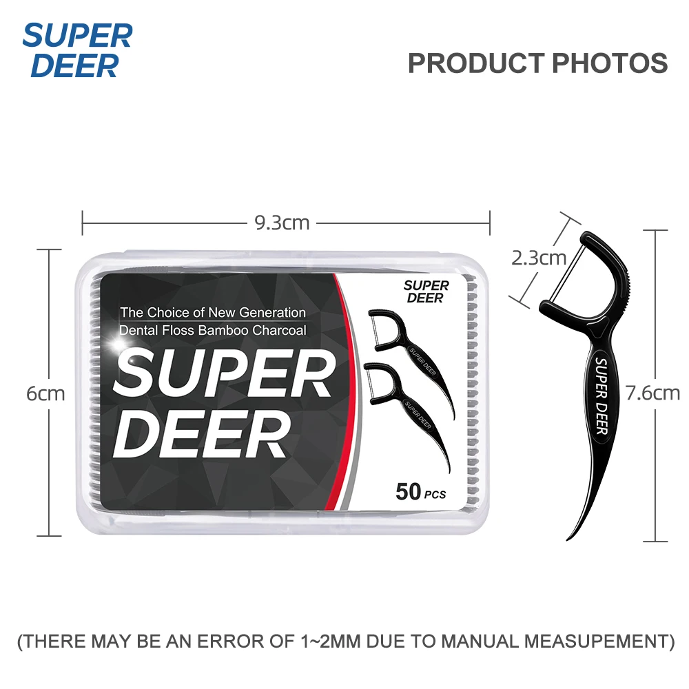 Super Deer 500 шт. двухлинейная зубная нить из бамбукового угля с чистой нитью между зубами инструмент для ухода за полостью Фото №6