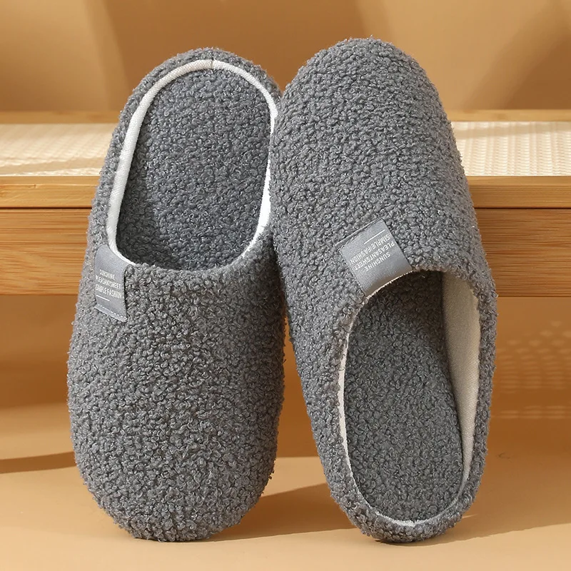 

Men's and Women's Cotton Slippers Autumn and Winter Warmth Indoor Non-Slip Soft-Soled Home Fleece Slippers
