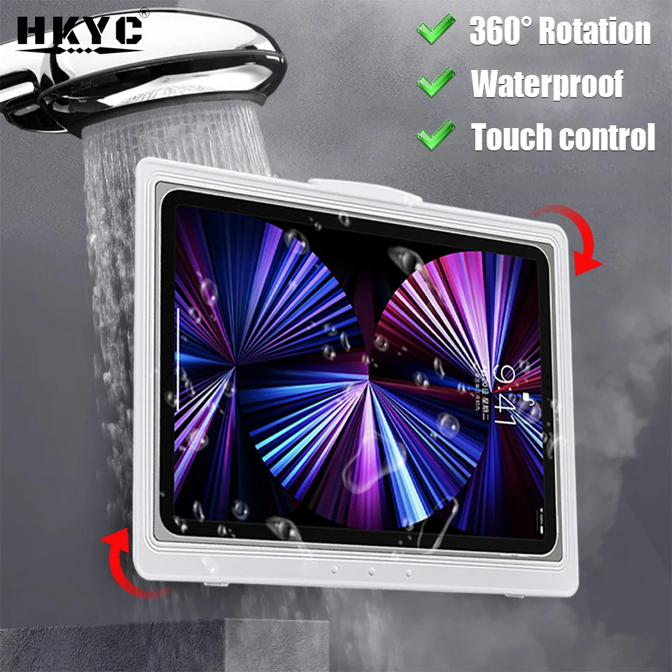 Home Wall Mounted Tablet Case Waterproof Shower Sealing Storage Box Self-adhesive Holder Touch Screen Bathroom Kitchen For iPad