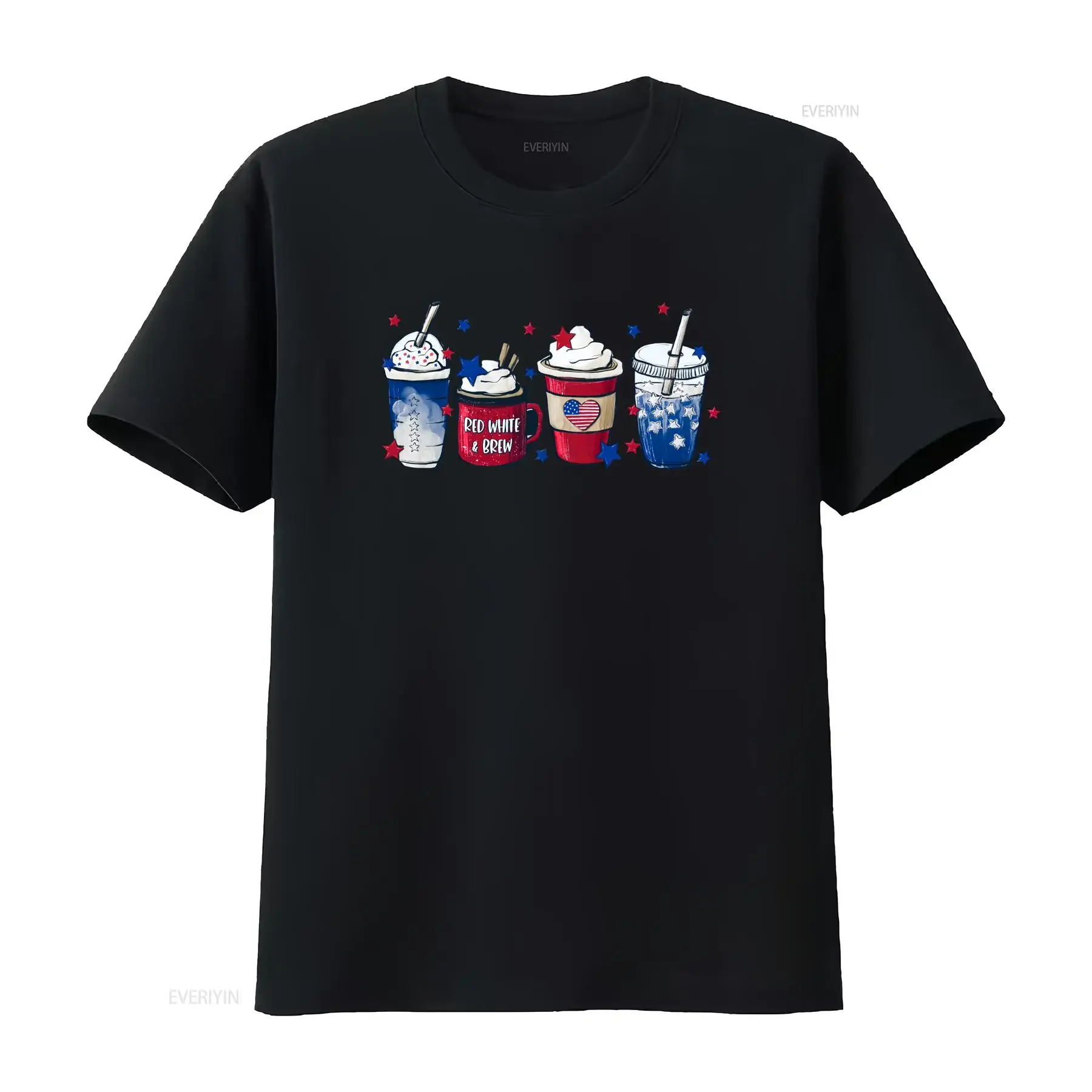4th of July Coffee T Shirt Independence Day USA Patriotic Fourth GifT American Latte America Women vintage Washed Comfortable