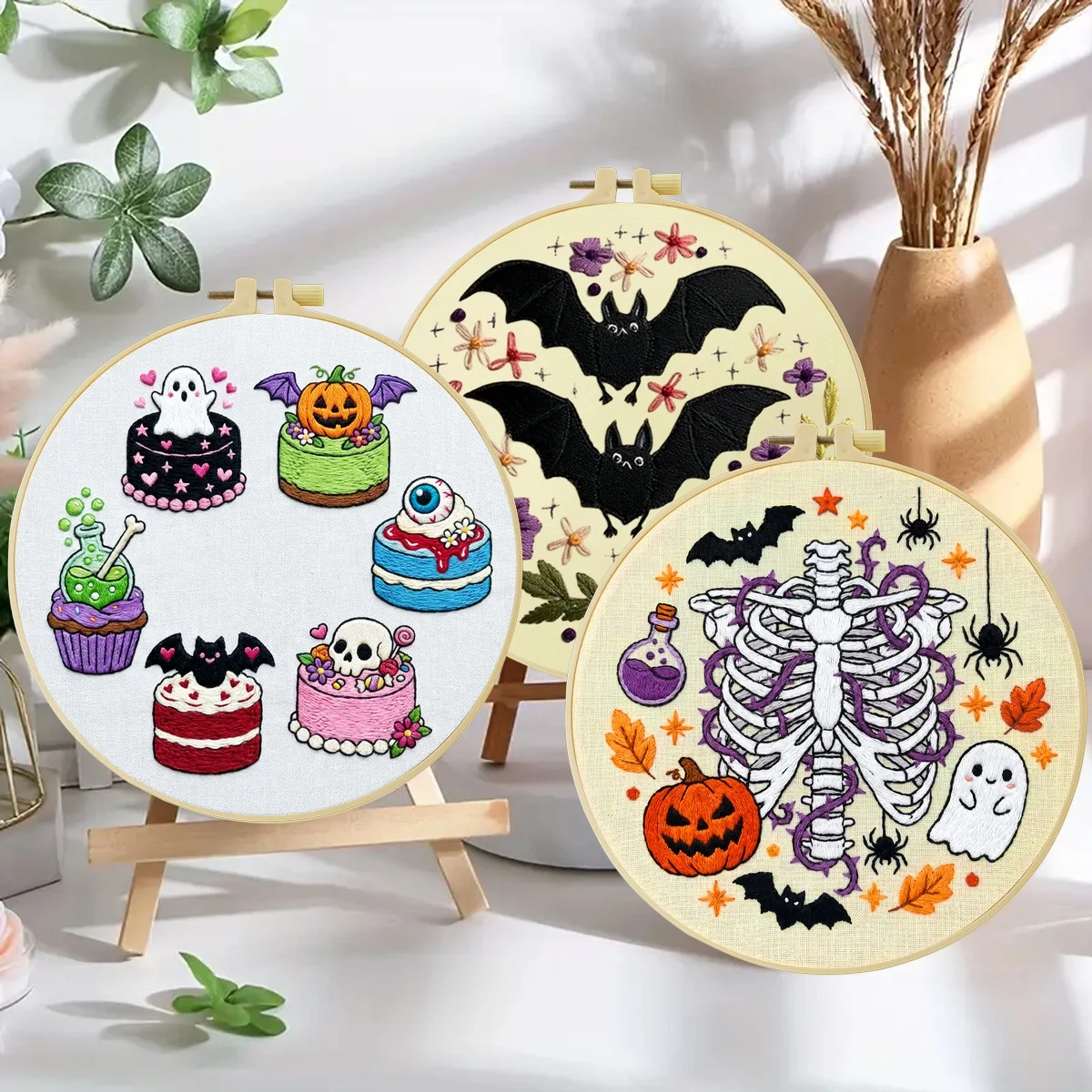 3-teiliges DIY-Stickmaterial-Set für Anfänger, inklusive Nadeln, Fäden, Stick-Starter-Kit, Kreuzstich-Kunst als Geschenk – Detail 2