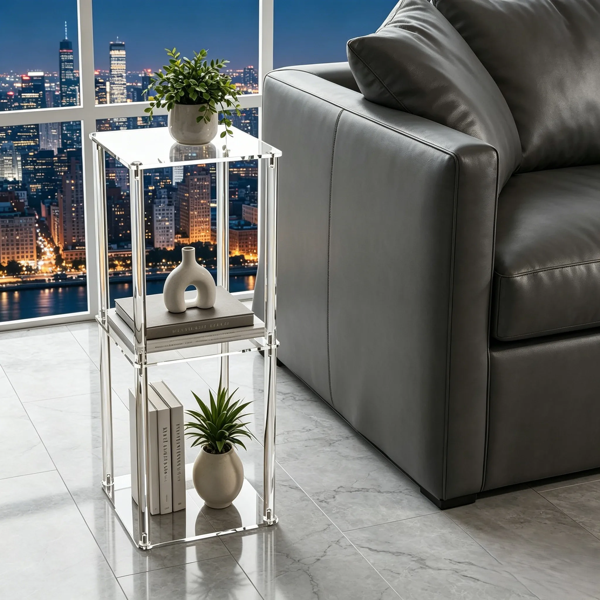 Modern Coffee Table Clear Side Table 22 22 60cm Decorative End Table Design End Table Thick Sturdy Construction