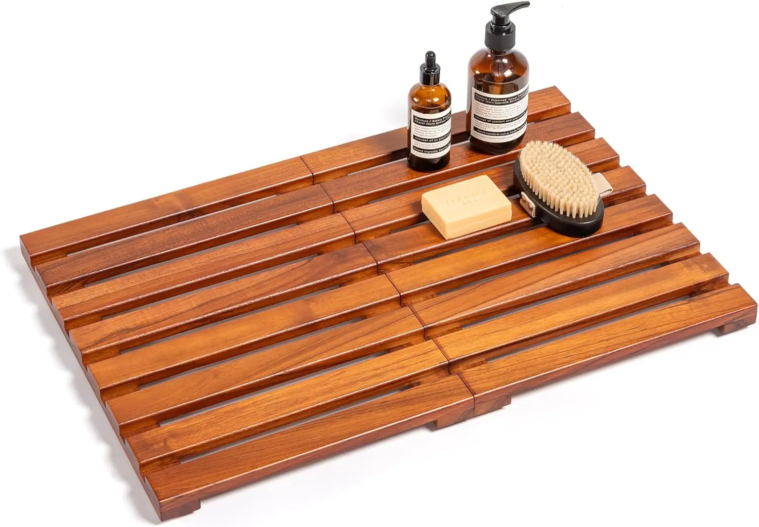 

Non-Slip Teak Shower Mat, Fast-Drying Bathroom Floor Mat for Bathtub & Shower, Solid Wood (24x16)