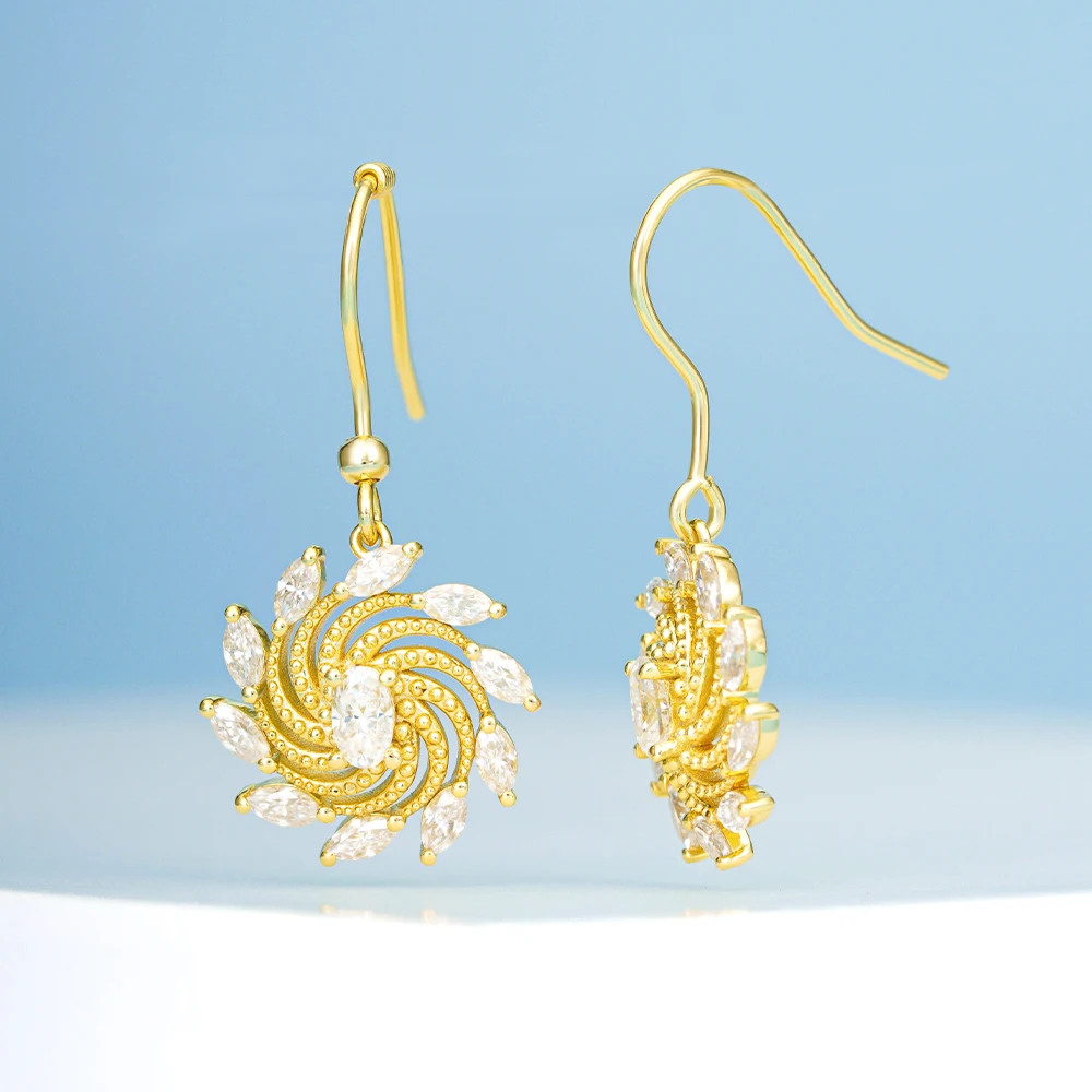 

Роскошные серьги-гвоздики с муассанитом и бриллиантами, винтажные цветочные и ботанические элегантные серьги | Роскошные украшения для женской свадьбы Galas