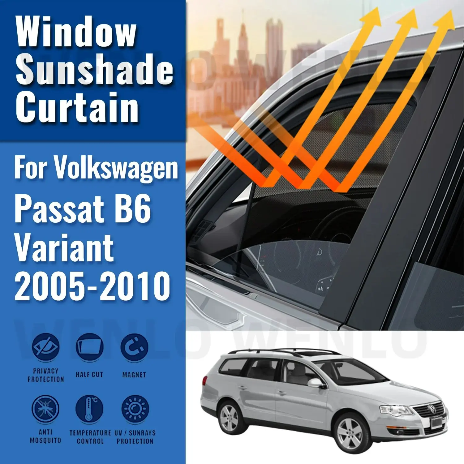 

For Volkswagen VW PASSAT B6 Variant 2005-2010 Rear Side Window Sun Shade Car Sunshade Magnetic Front Windshield Mesh Curtain