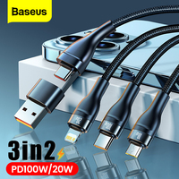 Baseus 3 in 1 USB Type C Cable PD 100W Fast Charging Date Cable For iPhone 13 12 11 Pro Micro USB C Wire Cord For Macbook Xiaomi