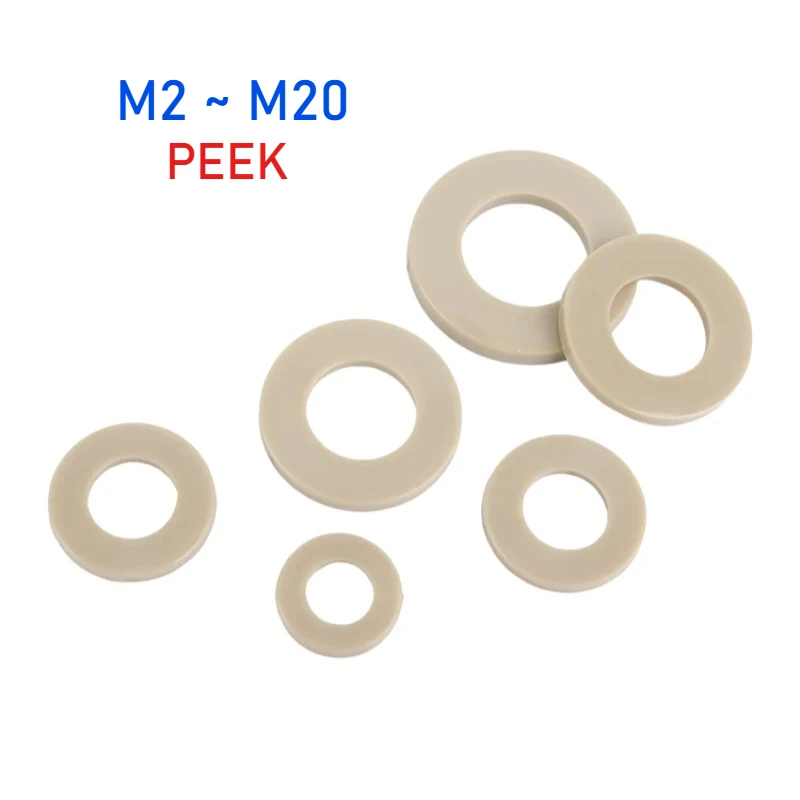 

Guangluo M2 M2.5 M3 M4 M5~M20 PEEK Flat Washer High-strength High-temperature Resistant Flat Washer Plain Gasket