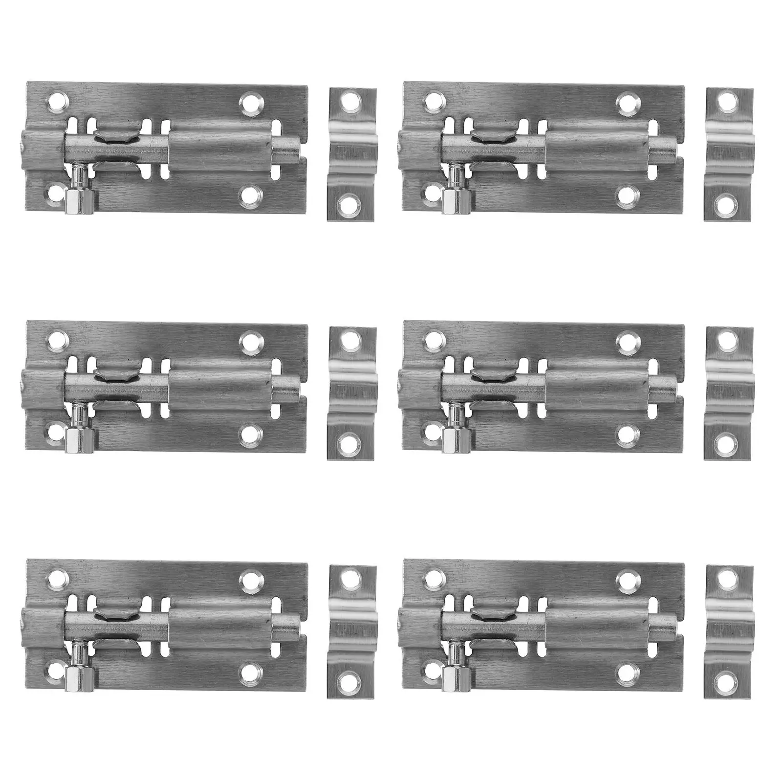 

6Sets Stainless Steel Slide Bolt Latch Lock Extended Security Door Window Lock Thickened Surface-Mounted Barrel Bolt for Home