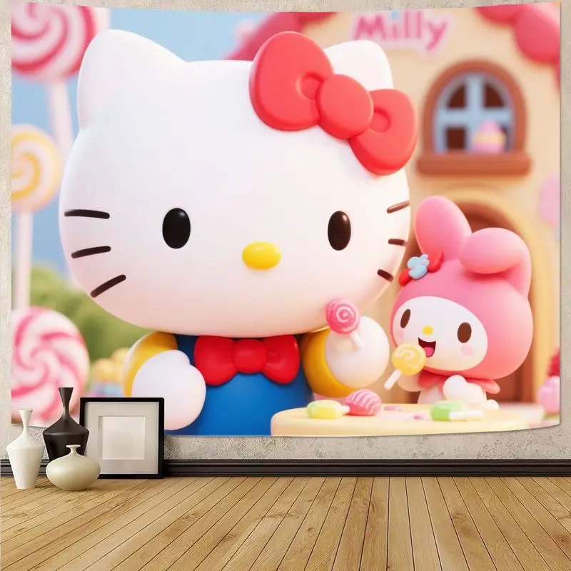 

1 шт. Sanrio Hello Kitty My Melody Kawaii Sweet Candy гобелен полиэстер настенное искусство для девочек декор спальни и подарок для фанатов