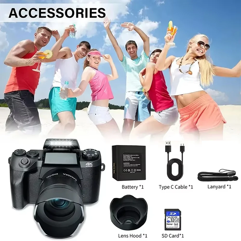 كاميرا رقمية 4K 64MP HD كاميرا فيديو رقمية SLR DSLR للبث المباشر كاميرا ويب 4.0 "شاشة تعمل باللمس كاميرا فيديو يوتيوب مدونة فيديو