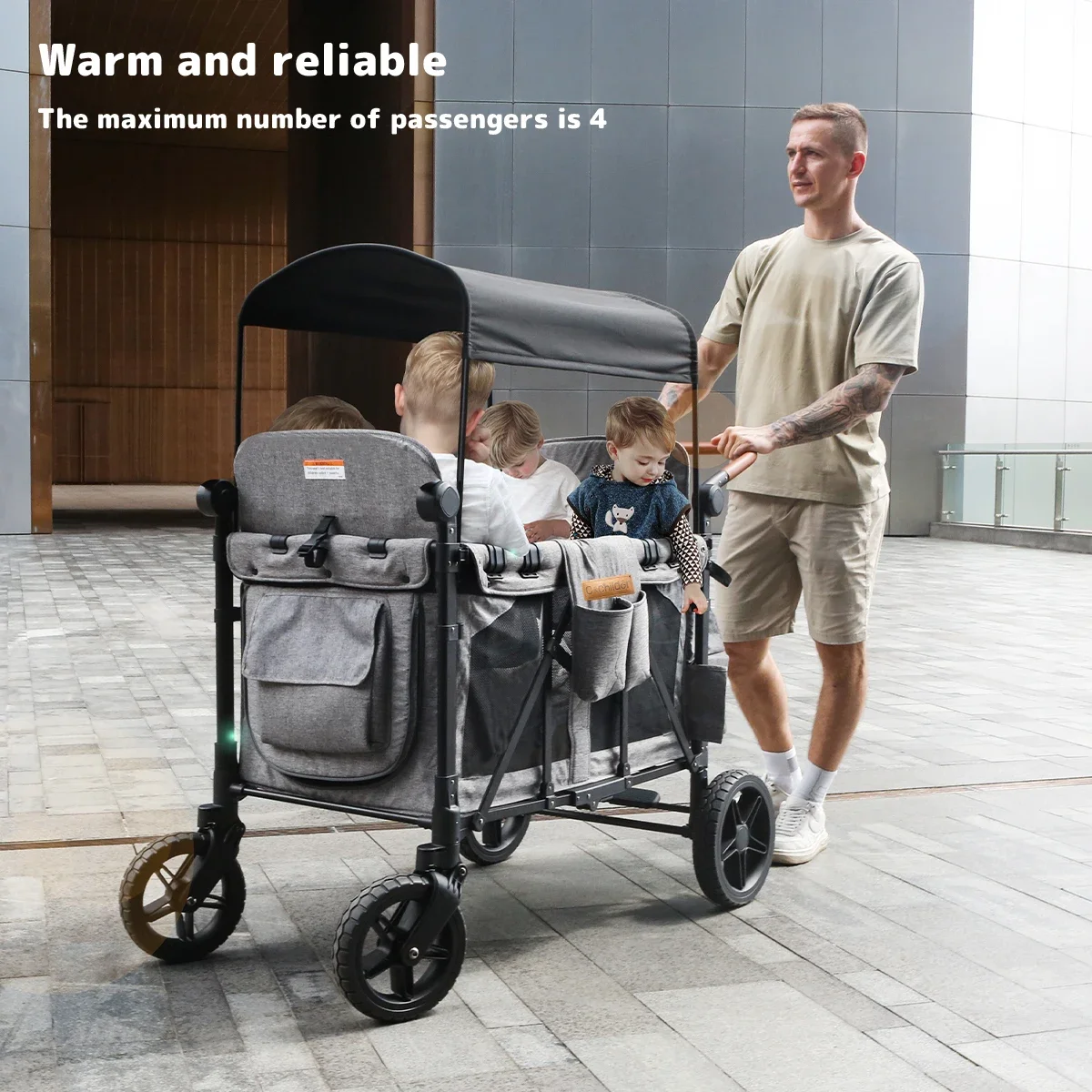 

Foldable camping stroller, sunshade detachable, shock absorption, suitable for four children's baby stroller - autumn travel ﻿