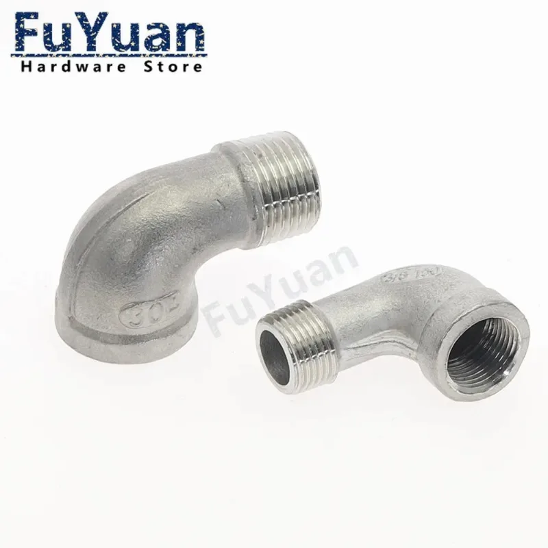 1pcs SS 304 Stainless Steel 90 Degree Elbow Pipe Fitting Adapter DN6-DN100 Female x Male Thread Angled Connectors