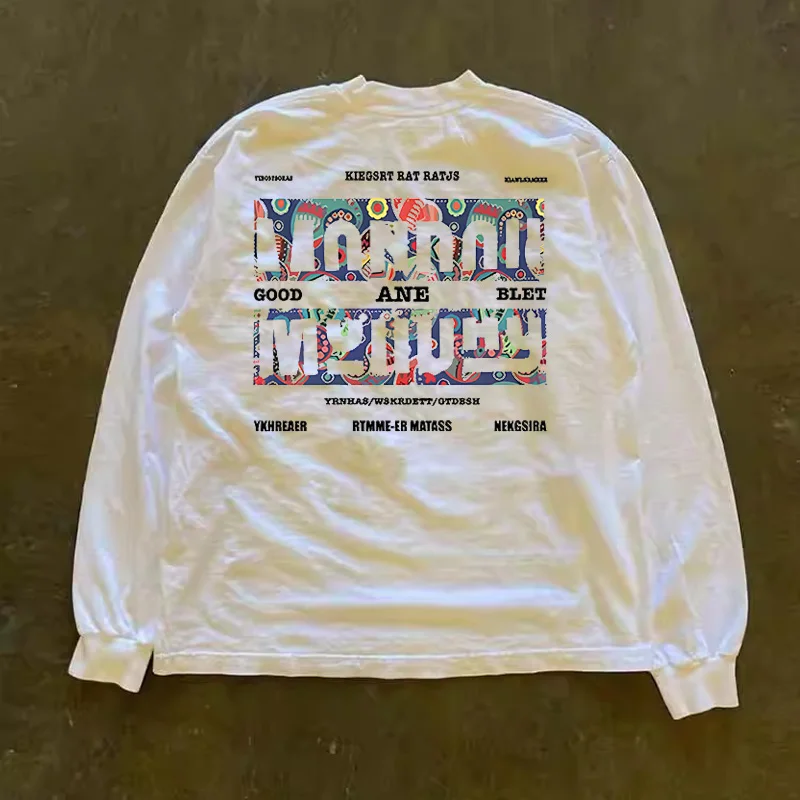Long Sleeve 310 Pure Cotton Men's T-Shirt Upward Hero Non-Light American Style Couple's T-Shirt Youth Loose Fit Printed Tee