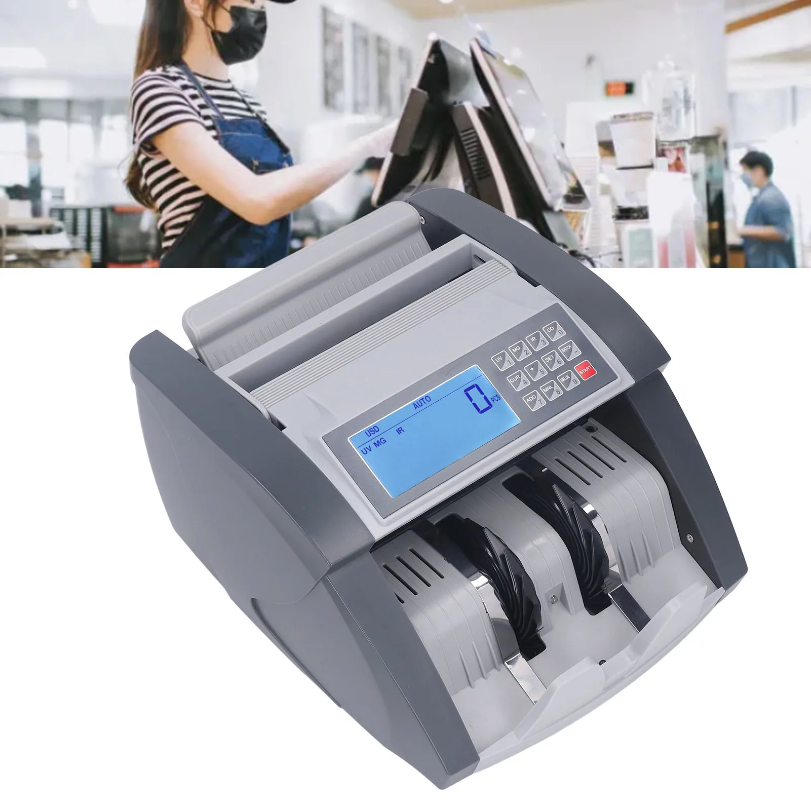 Bill Counterfeit Detecter Money Counting Machine LCD Display Banknote Currency Counter with UV MG IR MT DD Counterfeit Detection