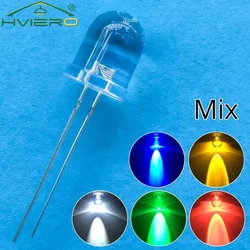 50Pcs 10mm Round Top Super Bright Lamp Beads Clear Emitting Diode LED White Red Green Blue Yellow UV Pink Orange Dome Light Bulb