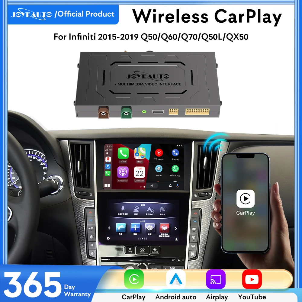 JoyeAuto for Infiniti 2015-2019 Q50 Q60 Q70 Q50L QX50 Wireless Apple CarPlay Android Auto Retrofit Mirror-Link AirPlay  YouTube