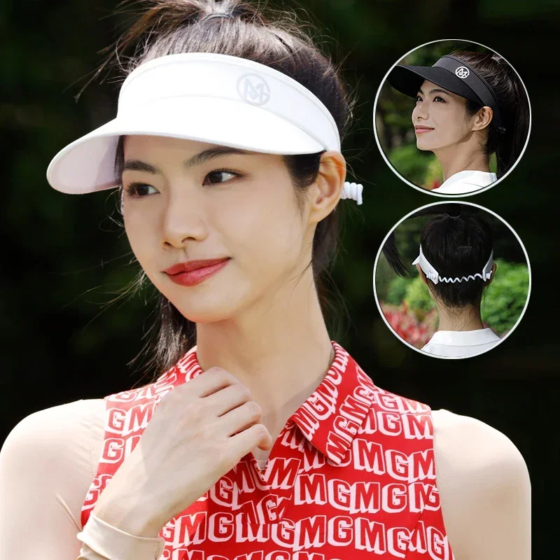 

MG New Fashion Golf Hat Women Outdoor Sports Sun Visor Girls Big Brim Sunshade Cap Empty Top Simple Golf Headcover