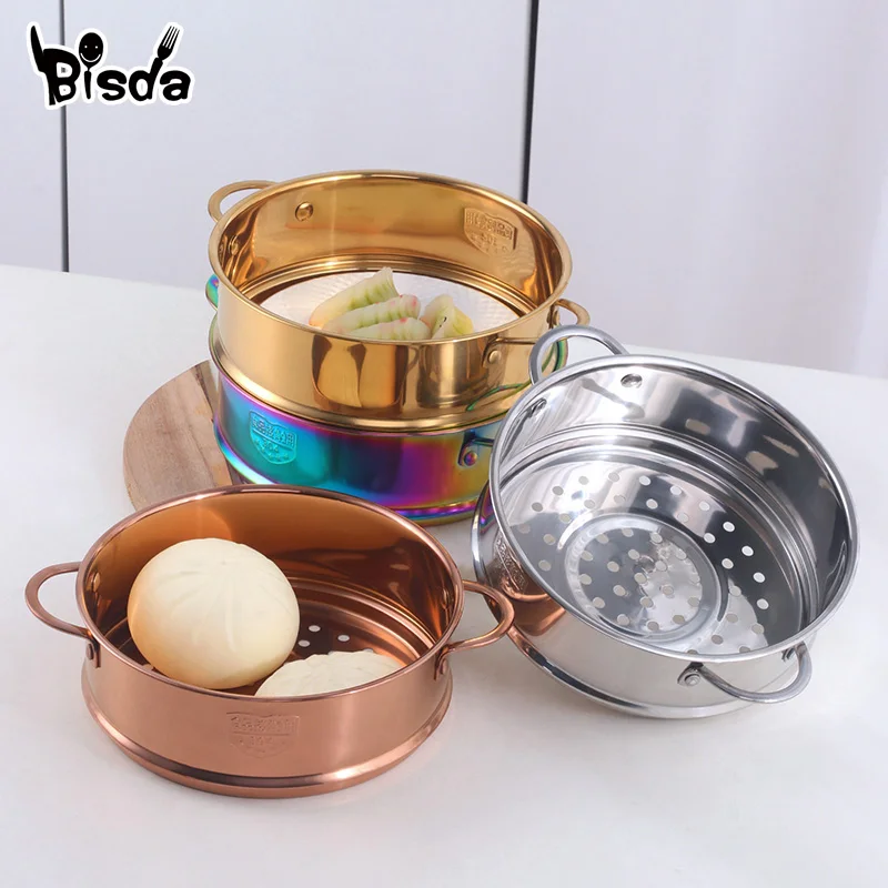 1PC 304 Stainless Steel 18CM Food Steamer with Double Handle Rice Cooker Dumplings Steaming Rack Grid Kitchen Cooking Utensils