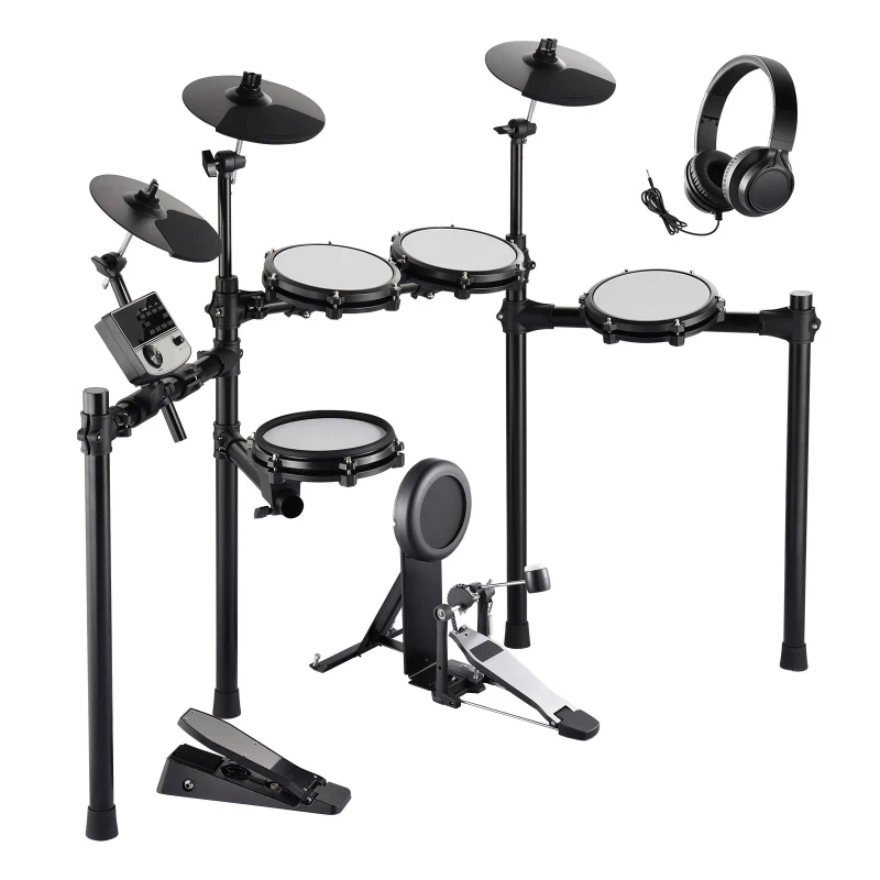 Electric Drum Set 32 Drum Kits & 480 Sounds, USB MIDI Supported 8 / 10 in Quiet Mesh+10 in Cymbals Drum Sticks Easy Use