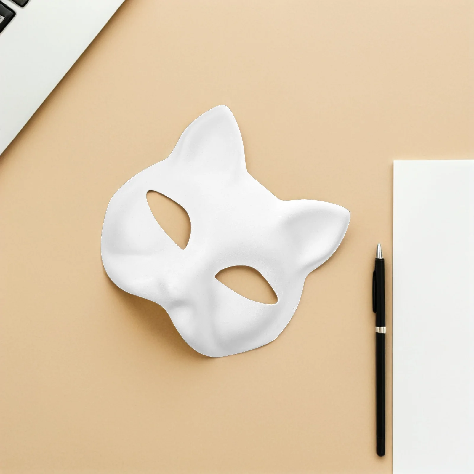 

Blank Mask Half Face Cat Animal White Masquerade Halloween Festival Paintable Paper Craft DIY Kit for Adults and Couples
