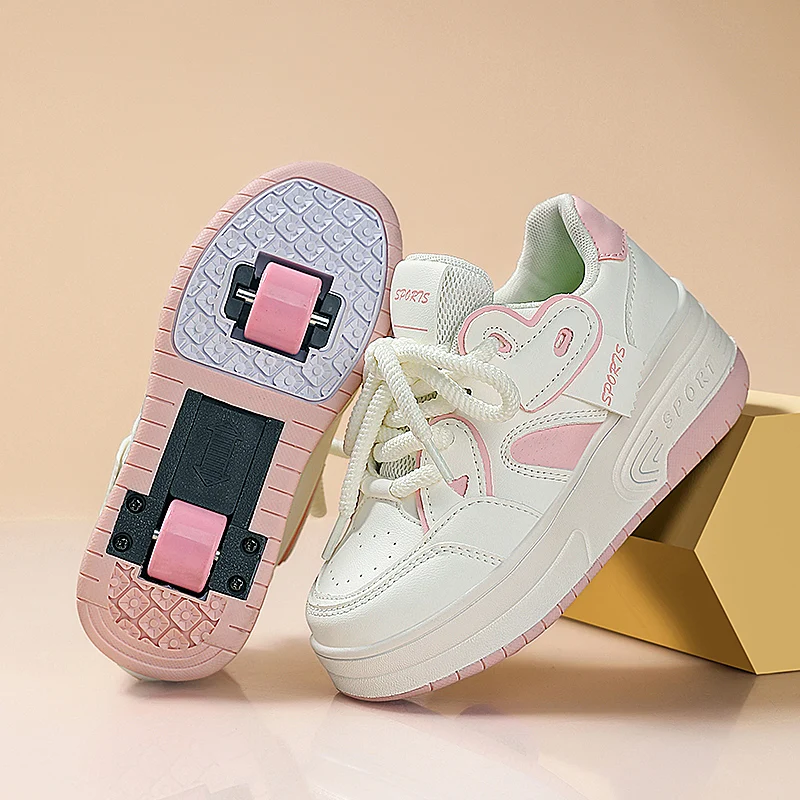 

Fall & Winter 2025 Heelys Kids' New: Girls' 2-Wheel Invisible Skates, Boys' White Roller Shoes