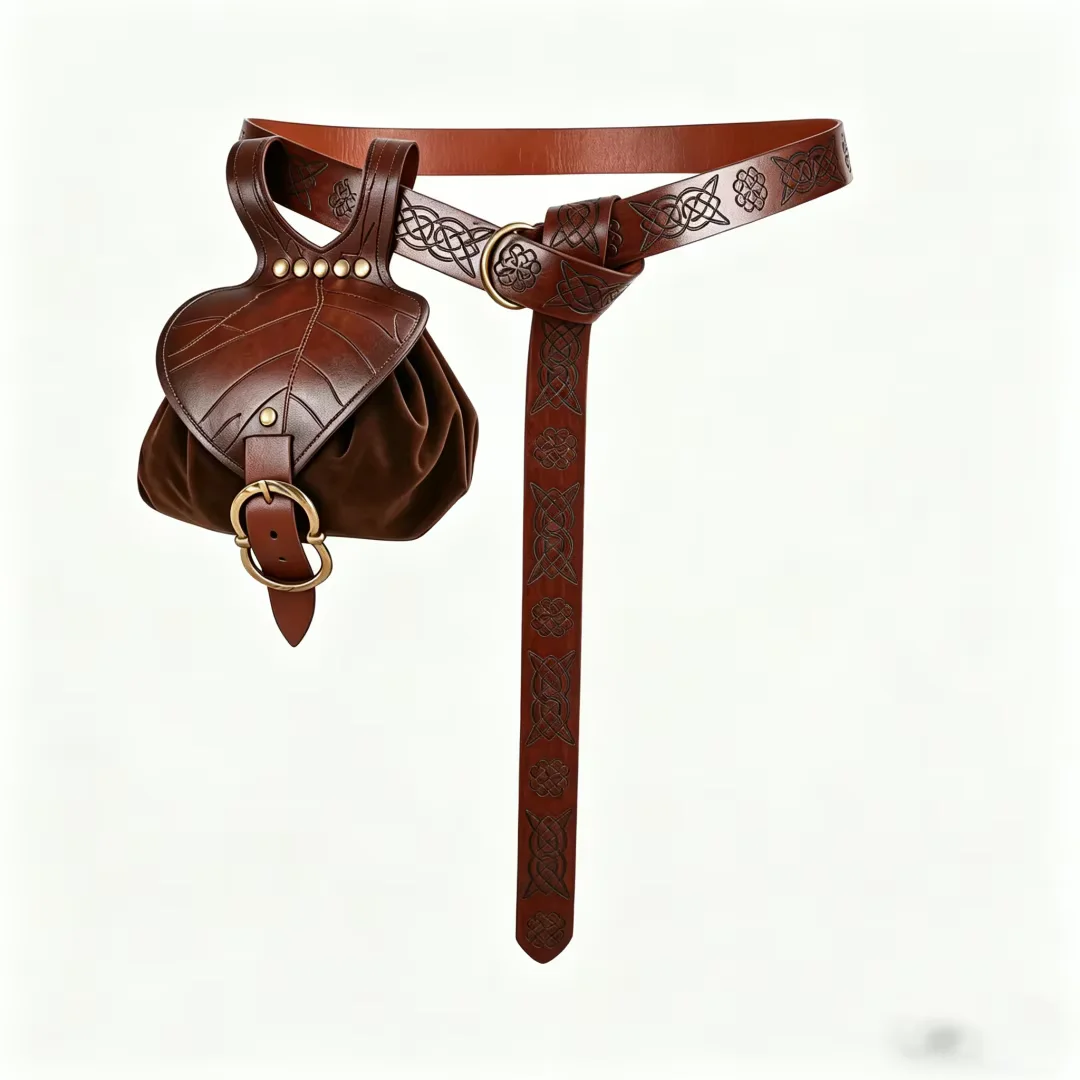 Mittelalterliche Vintage-Gürteltasche aus PU-Leder, Elfenblatt-Münzbeutel mit Kordelzug, Gürtelzubehör für Renaissance-Halloween-Cosplay-Kostüme