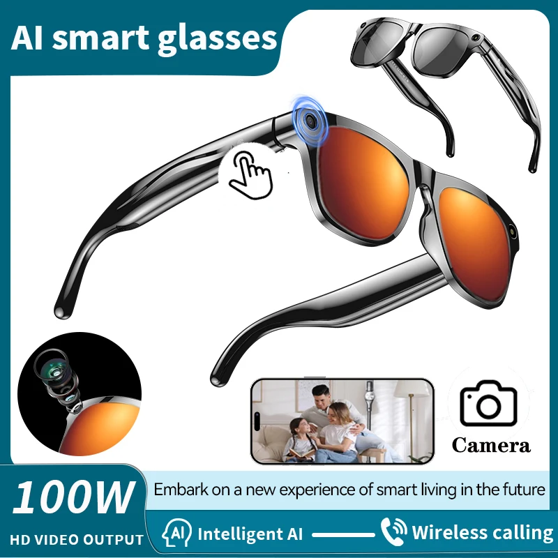 

Camera AI Smart Glasses 100W HD Bluetooth Call 260Mah Battery Voice Assistant Translate Photo Video Music Smart Glasses For Men