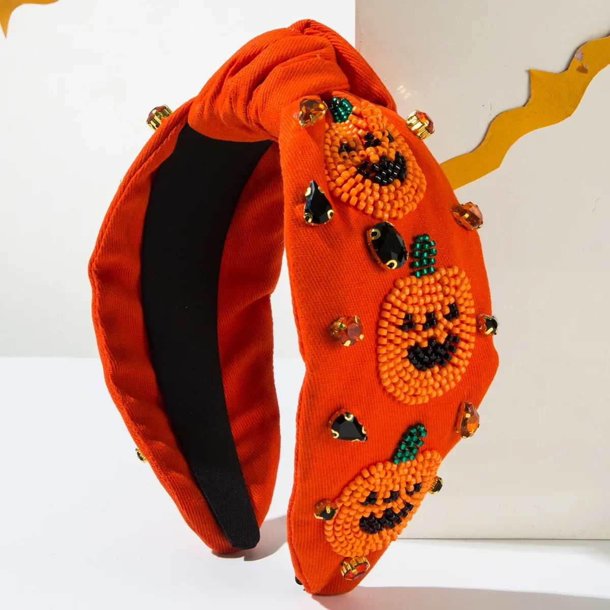 2024 New Halloween Hand Sewing Bead Pumpkin Ghost Pattern Headband Trend Party Festival Hair Accessories for Women