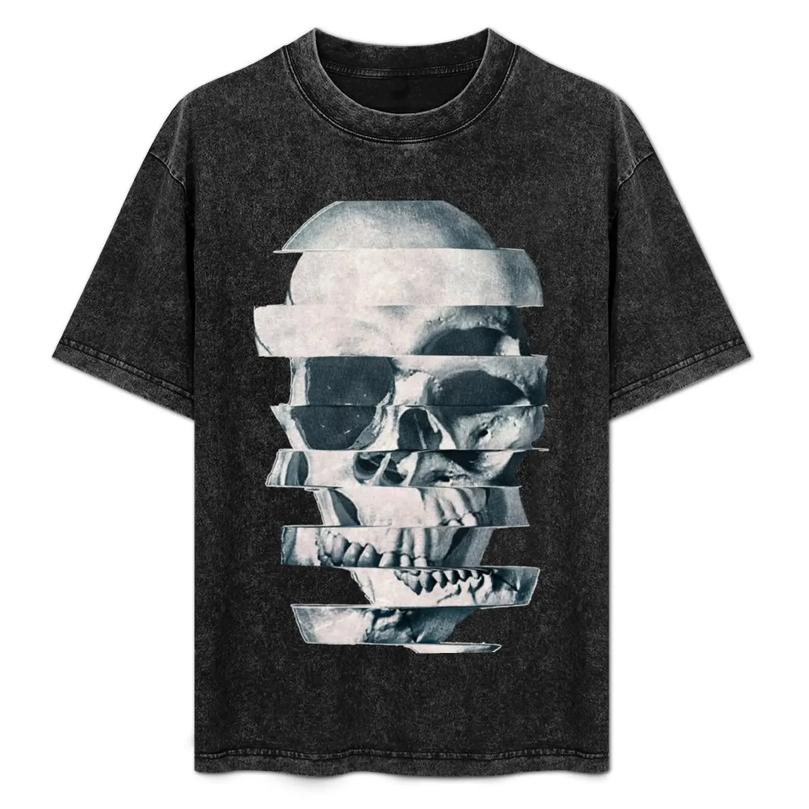 

Glitch Skull Mono T-Shirt Casual Pattern Print Tee Shirt