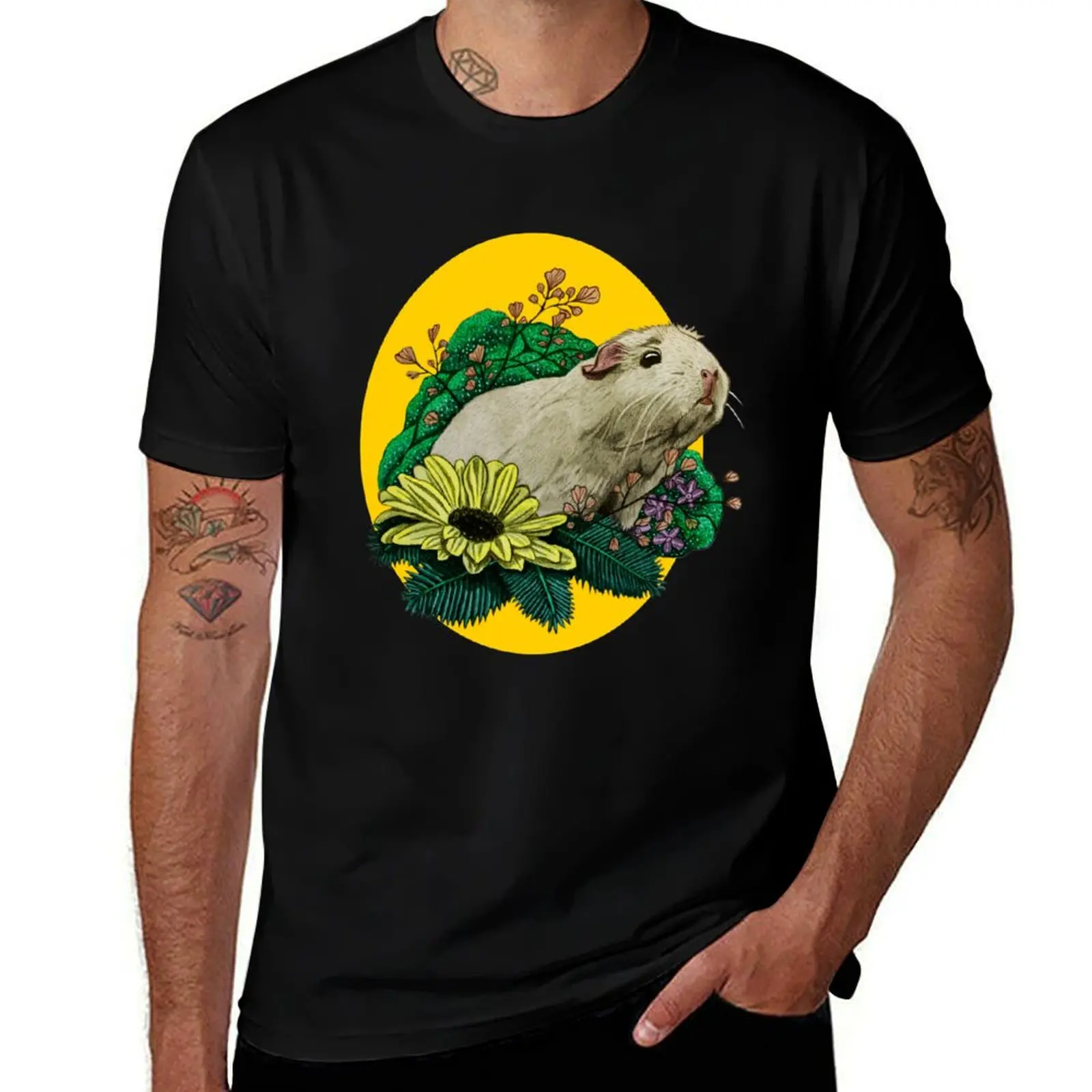 Pig amidst the Flora T-Shirt Graphic Print Short Sleeve T-Shirt