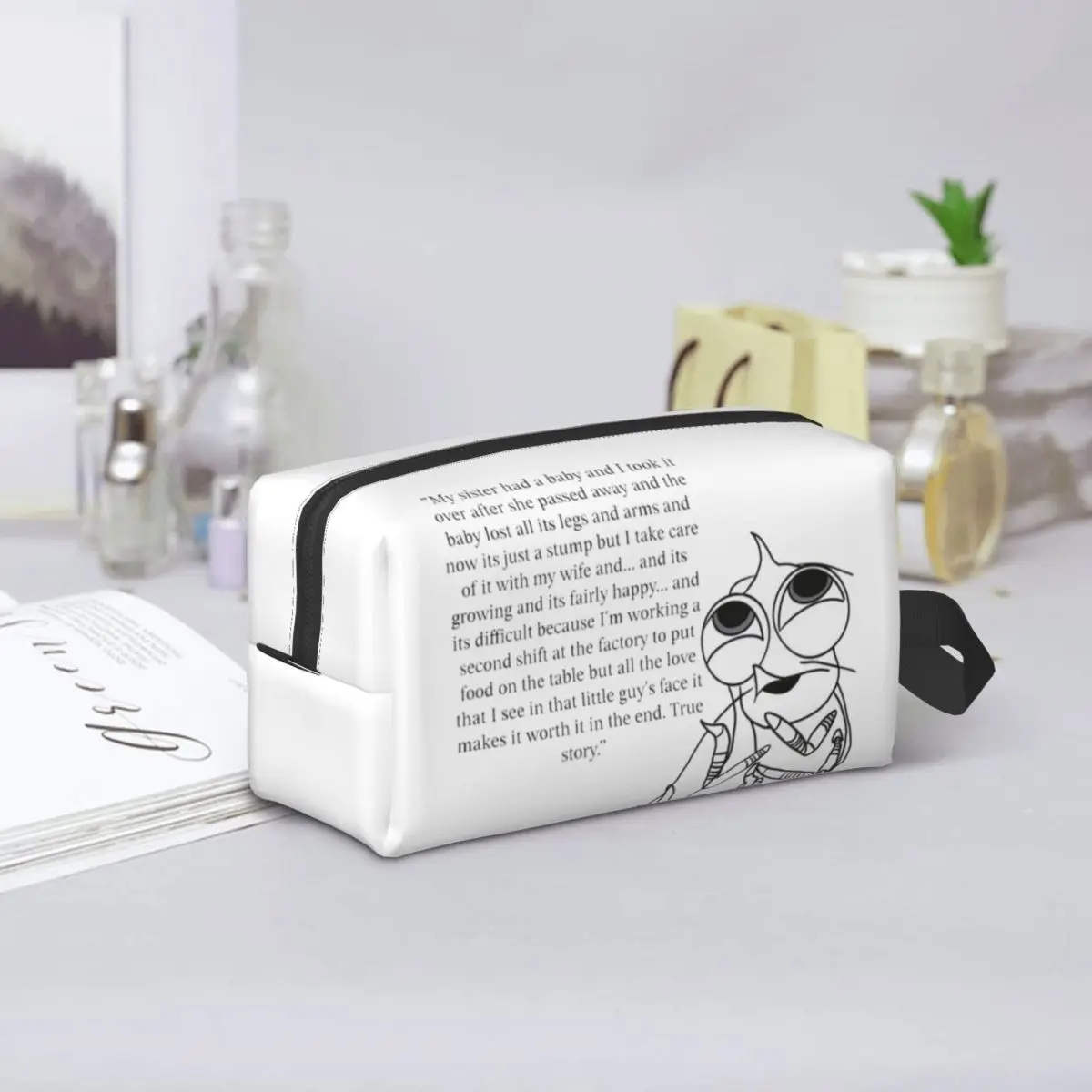 Shark Tales Shrimp Quote Makeup Bag Cosmetic Organizer Storage Dopp Kit Toiletry Cosmetic Bag for Women Beauty Pencil Case