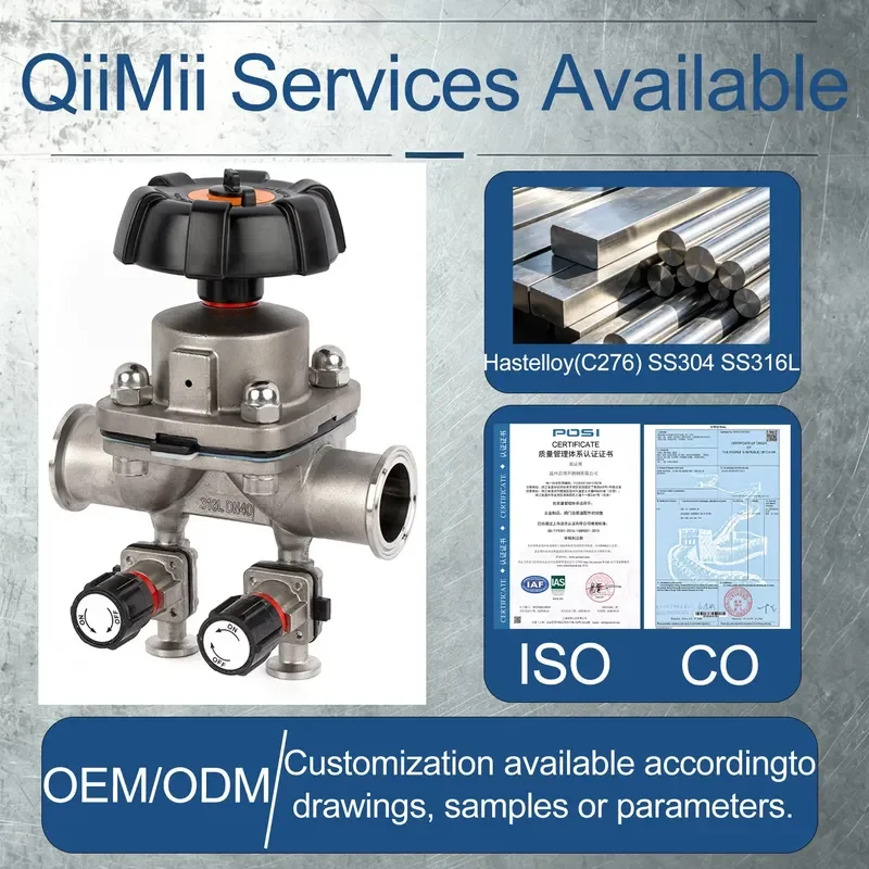 SS316L Hygienic Diaphragm Valve Straight Through Design Manual Clamp Connection DN6-50 Pharmaceutical Direct Way Diaphragm